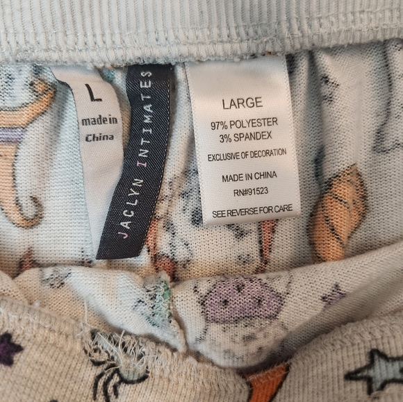 Jaclyn Intimates Women's Cute Dogs Halloween Adjustable Waist PJ Pants Beige L - Picture 3 of 6